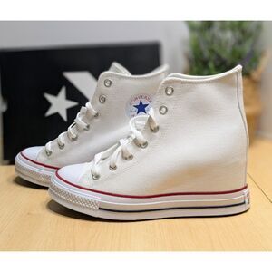 Converse Chuck Taylor All Star White Wedge Platform Hi Top Shoes Women's 10 NIB